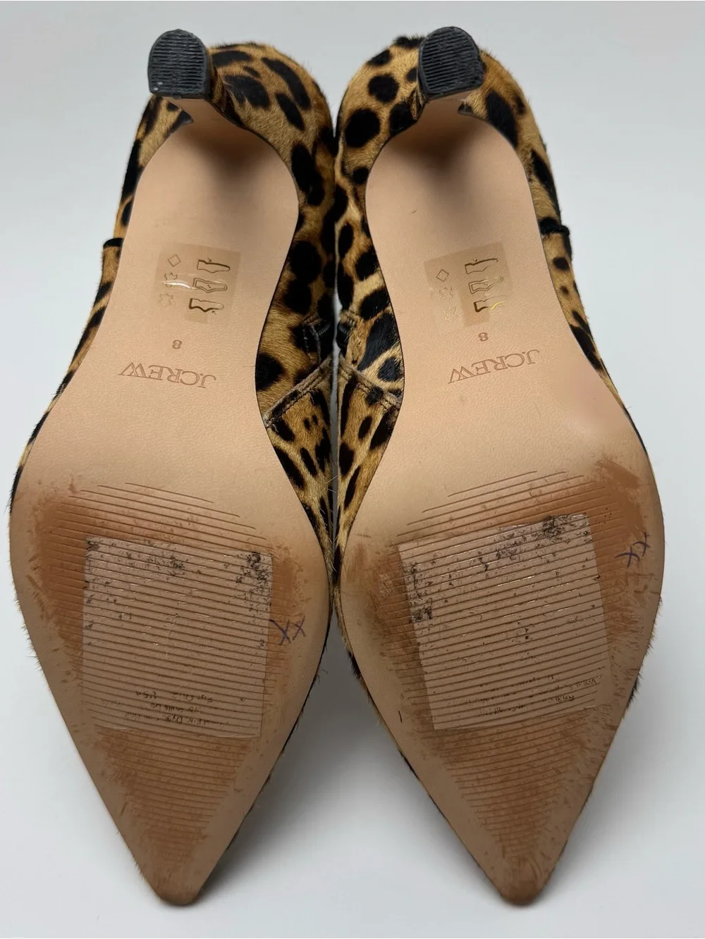 J.Crew Leopard Calf Hair Pointed-Toe Ankle Boots Women’s Size 8